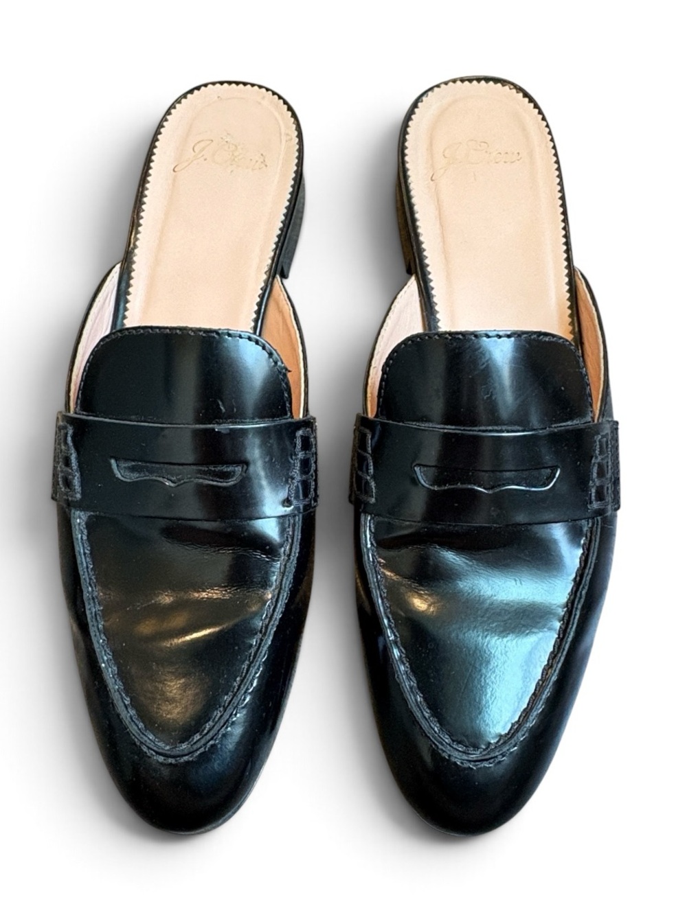 J. Crew Academy Penny Loafer Mules Patent Leather Women’s 8 Black READ